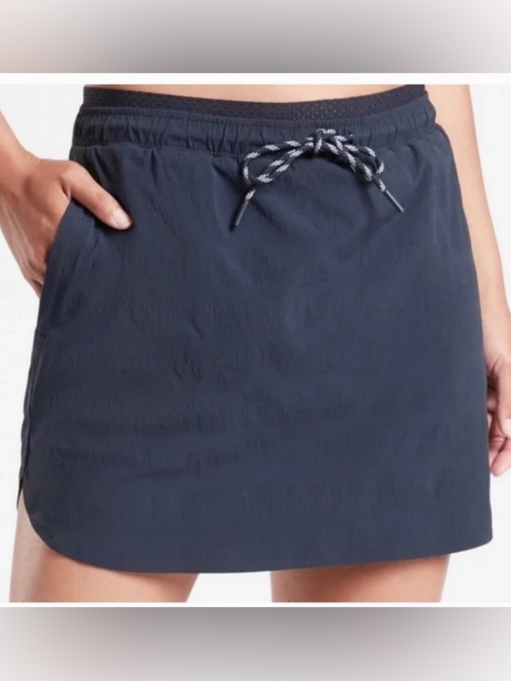 ATHLETA TREKKIE CREST SKORT SKIRT DRAWSTRING SPORTY HIKING NAVY BLUE SZ 6